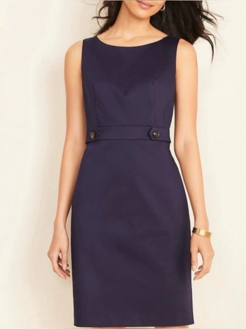 Ann Taylor Navy Crewneck Sheath Dress